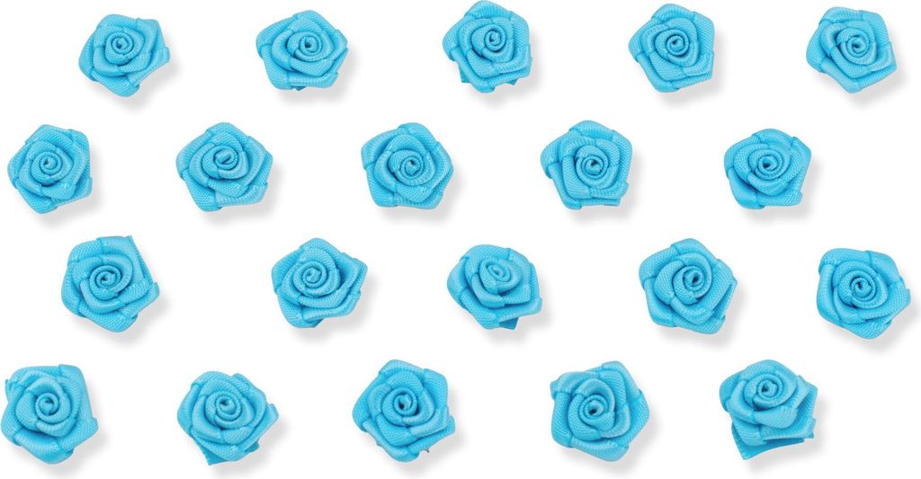 Satinrosen 15mm zum Basteln & Aufnähen 20 Stück Türkis