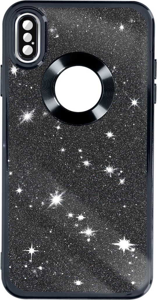 Apple iPhone XS Max Glitter Silikonhülle mit Chromumrandung – Schwarz