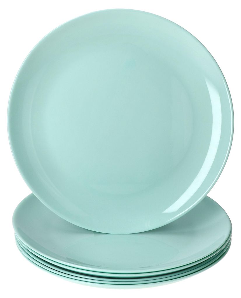 6er Set Mint flache Speiseteller aus Glas Ø 24,4 cm Grillplatte modern