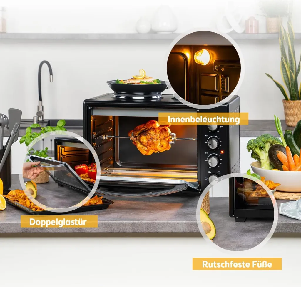 Mini-four avec plaques de cuisson pour rôtir et mijoter en simultané - 16