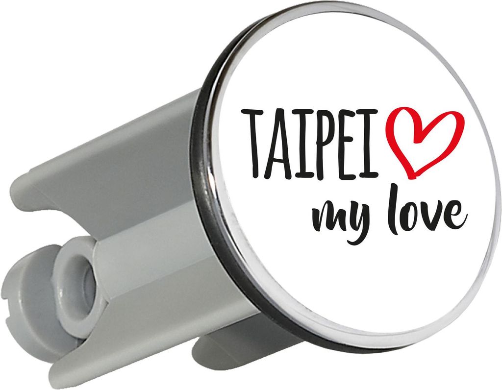 Huuraa Waschbeckenstöpsel Taipei my love 4cm höhenverstellbar Abflussstopfen Geschenkidee
