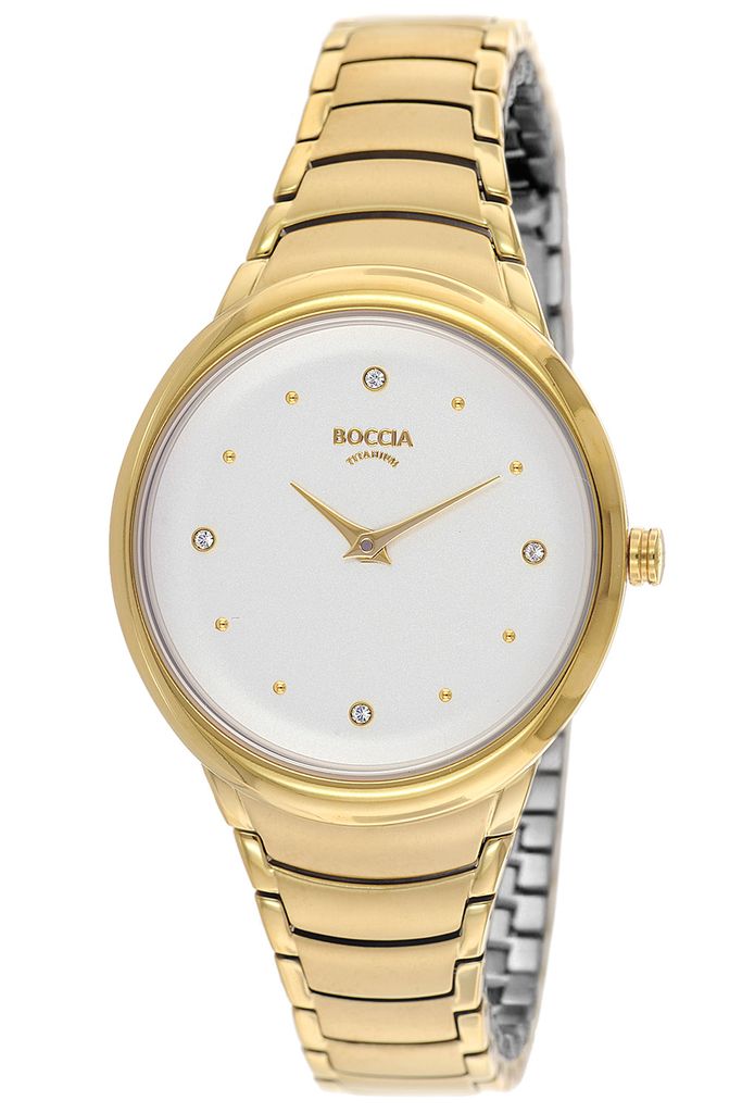 Boccia 3276-14 Damen-Armbanduhr, Gold-Gehäuse, Metall-Armband
