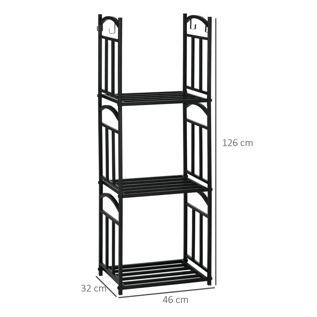 Porte-bûches Modulable 126 cm Robuste Charge 60kg en Acier Époxy Noir - 5