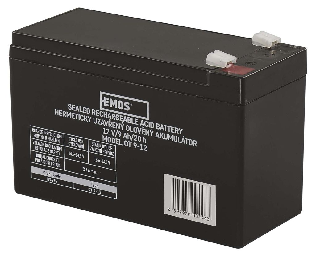 Wartungsfreier Blei-Akku 12 V/9 Ah, faston 6,3 mm