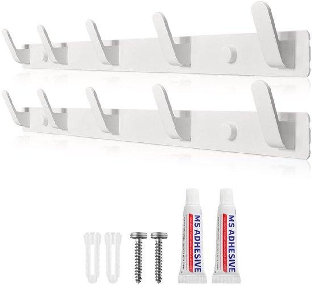 Sevenpers Garderobe – Weiße Garderobe mit 10 Haken – Stabile Garderobe für Jacken, Mäntel, Taschen, Hüte, Schals und mehr