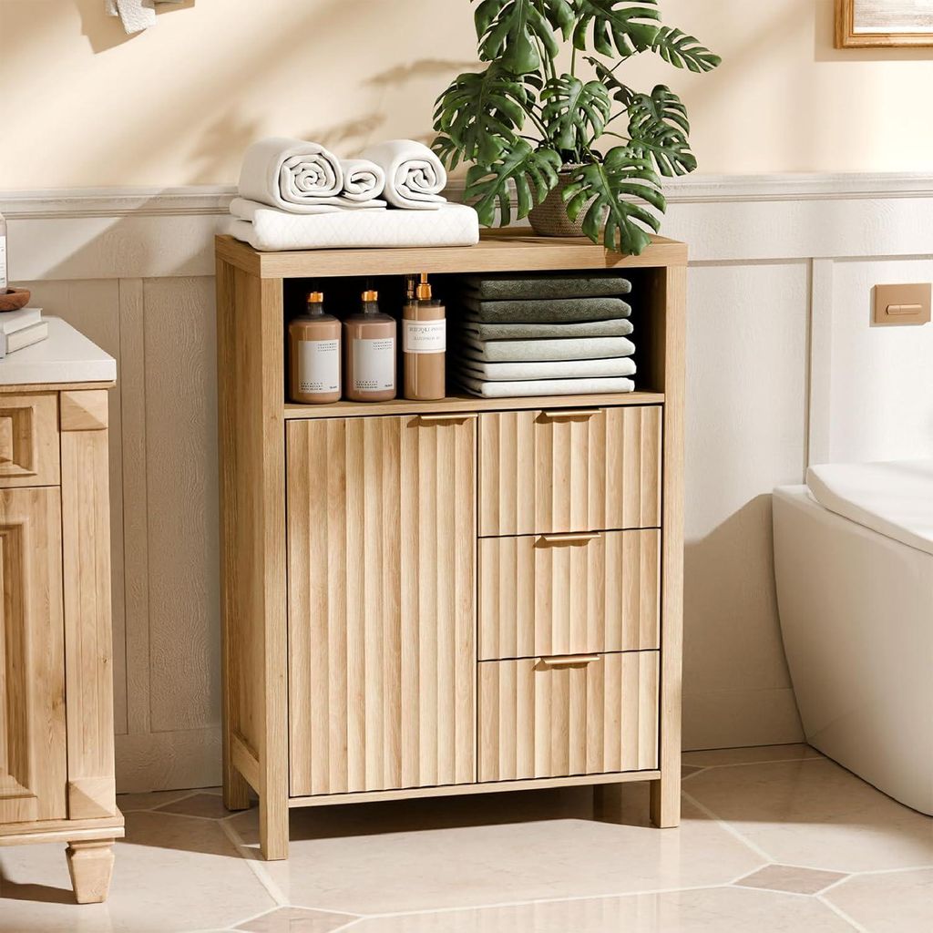 Mobile da bagno FCH, mobile da bagno con anta rigata, 3 Immagine del prodotto 