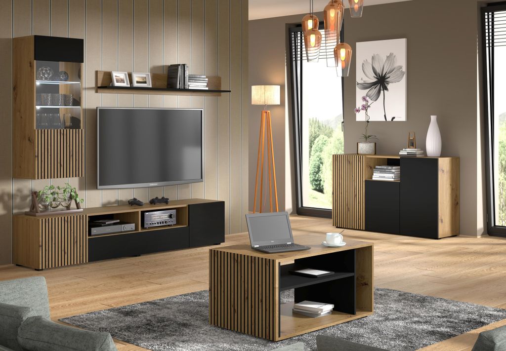 Komoda AURIS 3D 135 cm Szafka z 3 drzwiami Dąb Artisan / Zdjęcie produktu 
