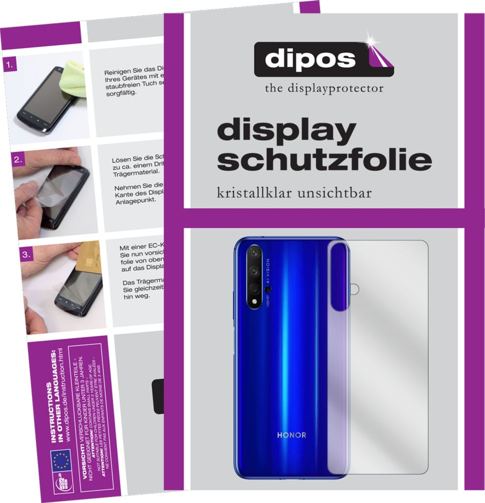 5x Schutzfolie für Huawei Nova 5T Rückseite klar Displayschutzfolie Folie Display Schutz dipos