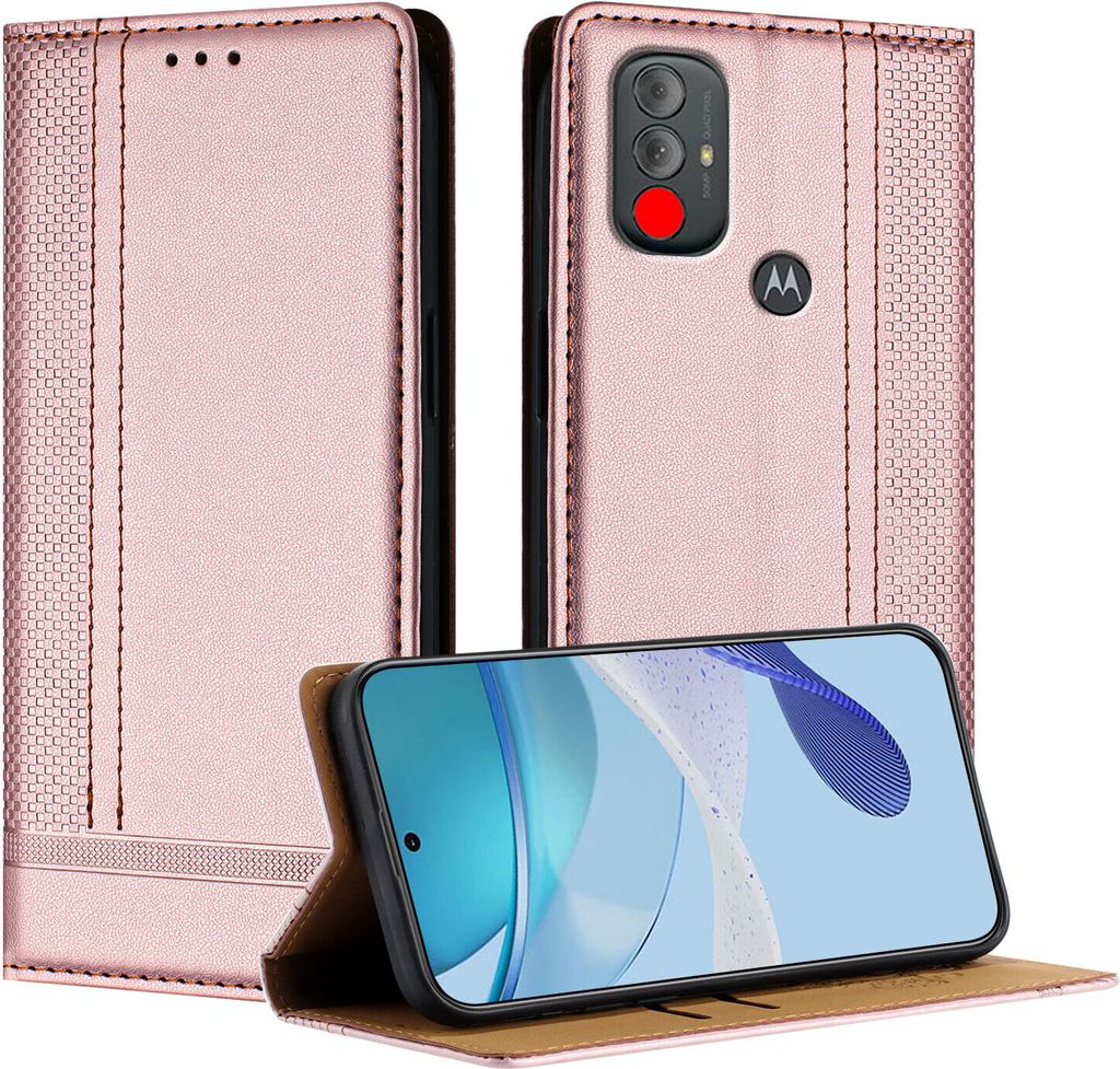 Handyhülle für Motorola Moto G Power 2022 Leder Flip Klappbare Schutzhülle mit Standfunktion Pink