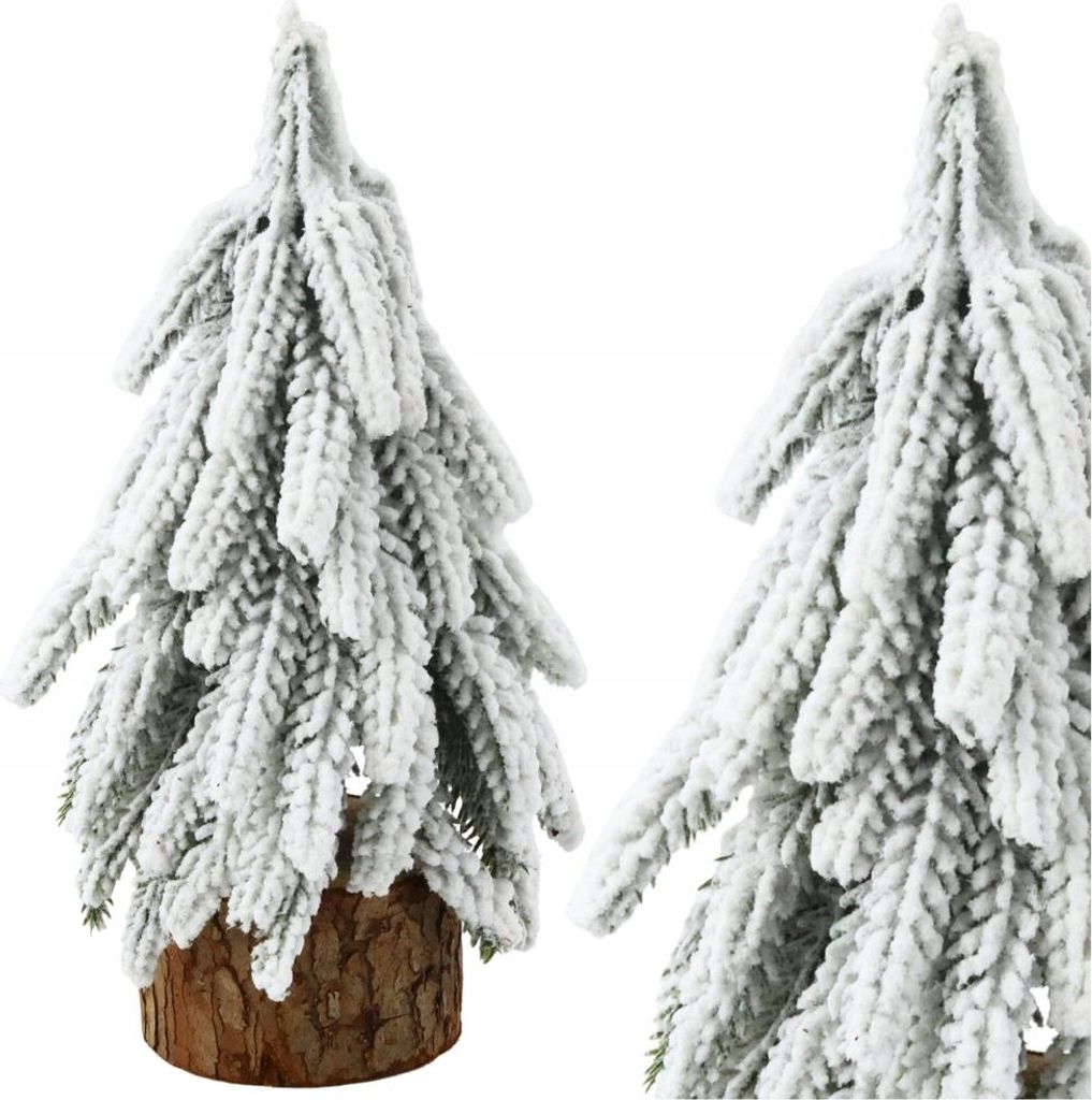 Dekorativer künstlicher Weihnachtsbaum auf Stamm mit Schnee bedeckt, 30 x 10 cm