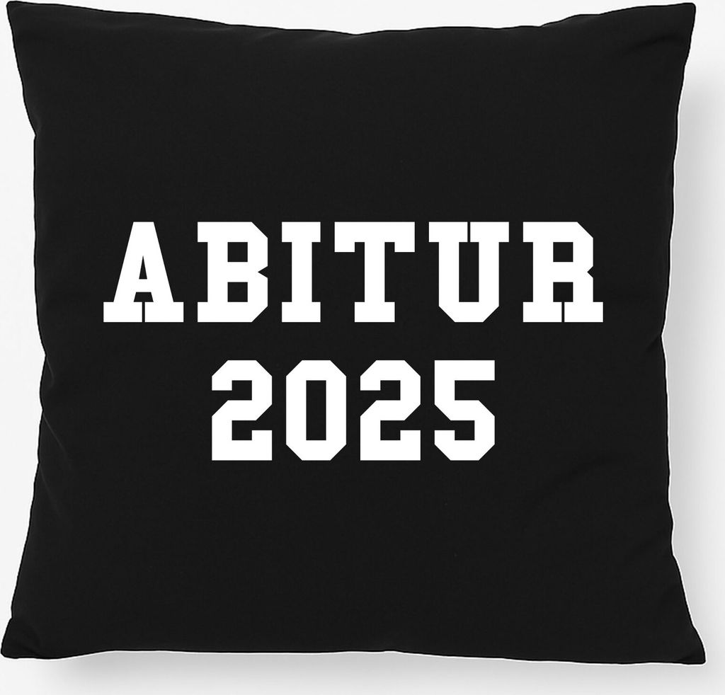Huuraa Kissen Abitur 2025 ABI 40x40cm mit Füllung Black Baumwolle Dekokissen Geschenkidee