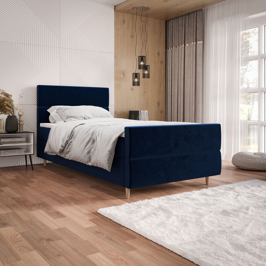 Einzelbett im Kontinentalstil 100x200 ANGELES PLUS 1 - dunkelblau
