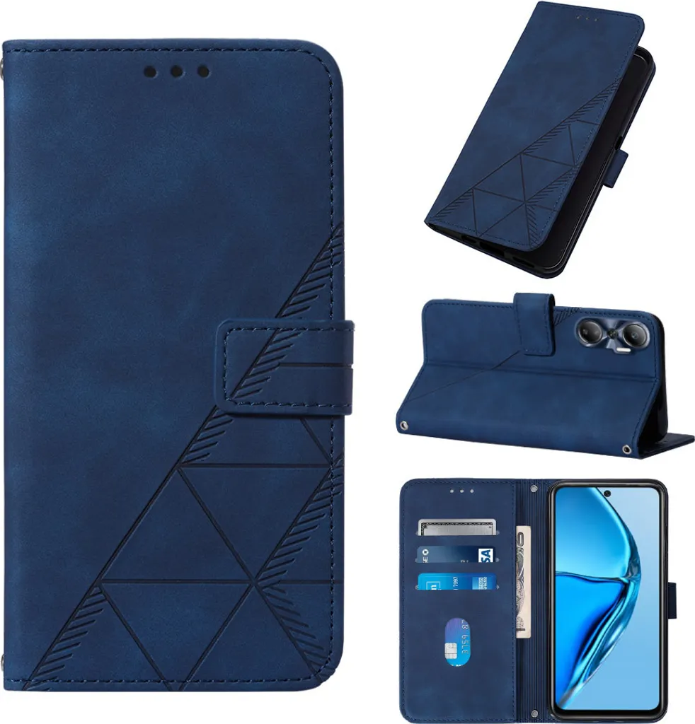 Custodia Protettiva Infinix Hot 20 4G Blu - Flip Wallet Goffrata