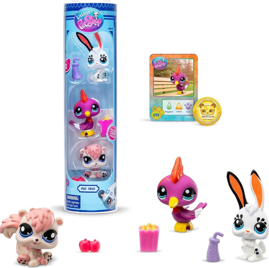 Littlest Pet Shop 3 Figuren in einer Röhre - Datel, Kaninchen, Eichhörnchen