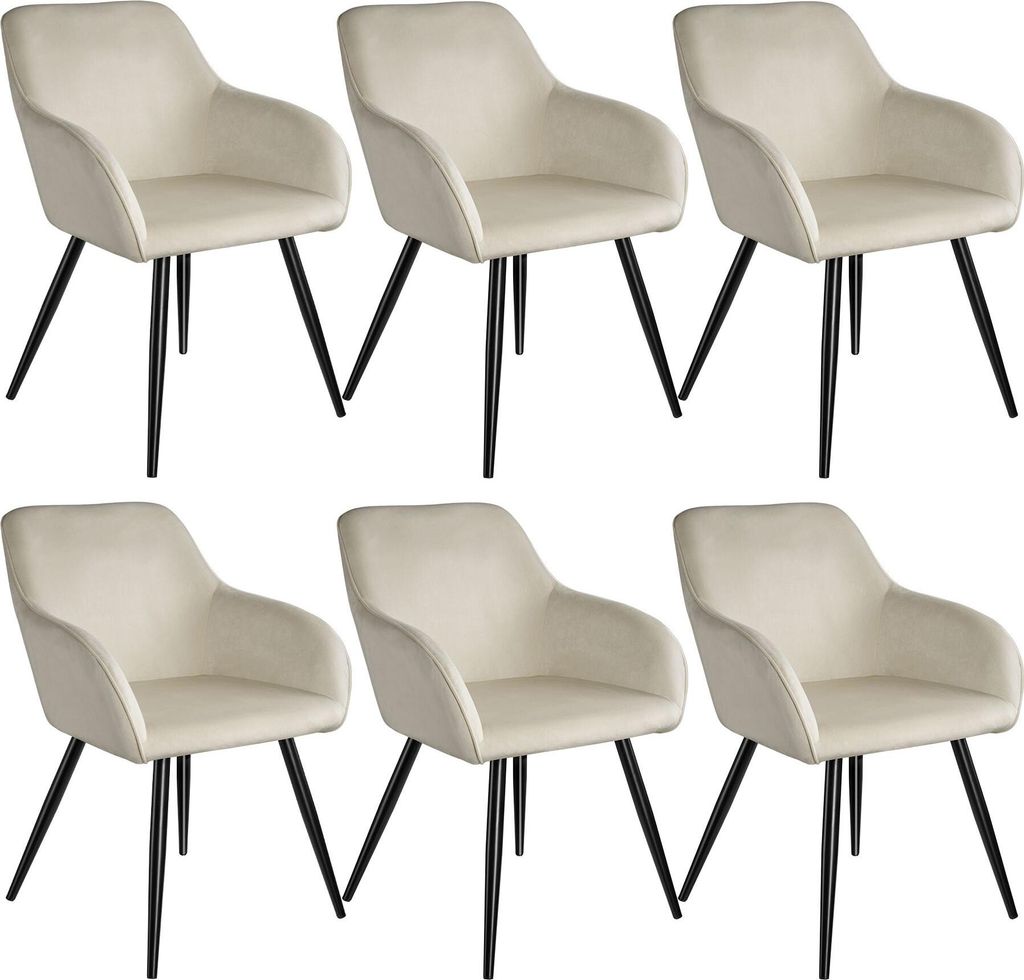 Chaise MARILYN Effet Velours Style Scandinave - crème/noir, Image du produit 