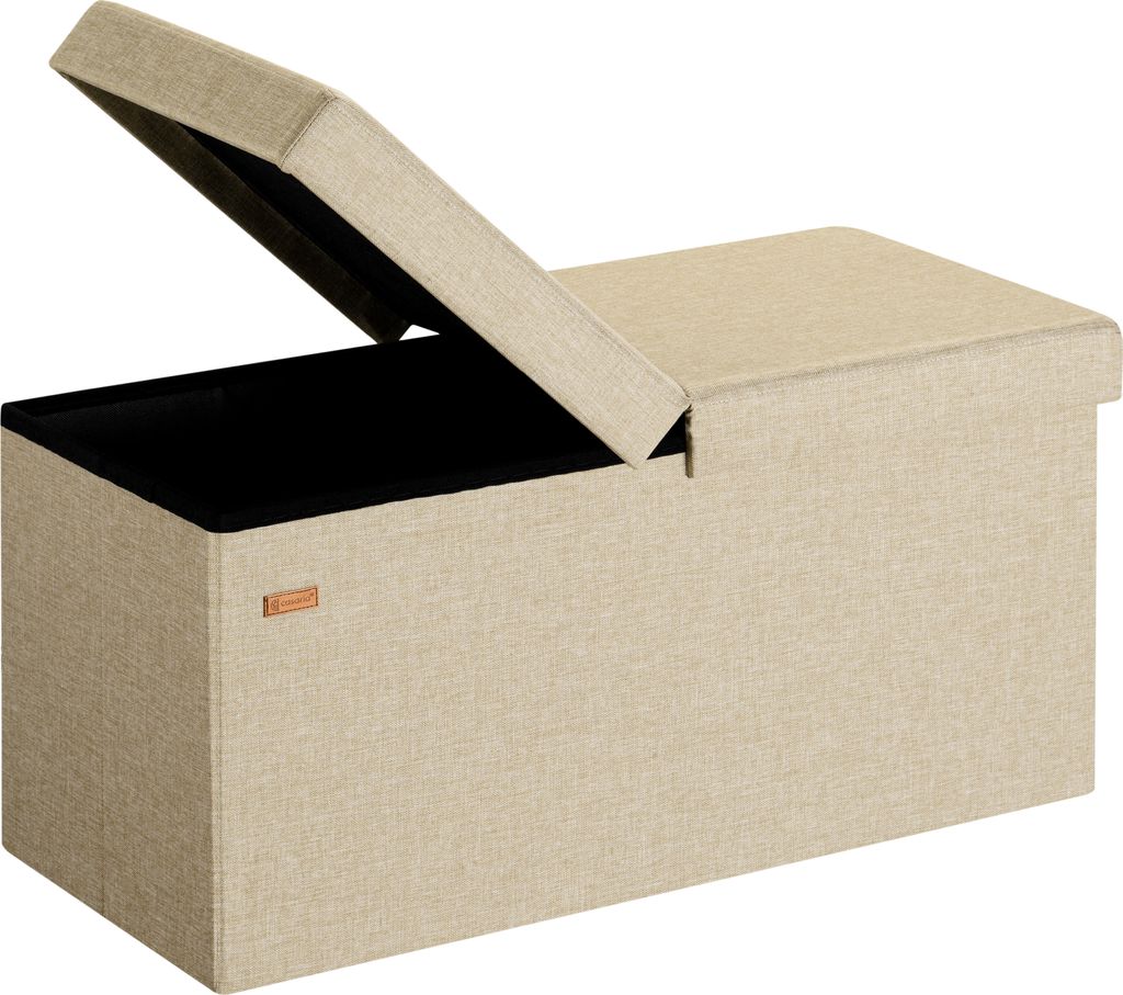 CASARIA Sitzbank mit Stauraum Faltbar Gepolstert Deckel Schlafzimmer Wohnzimmer Flur Sitztruhe Truhenbank Polsterbank, Größe/Farbe:L - Beige