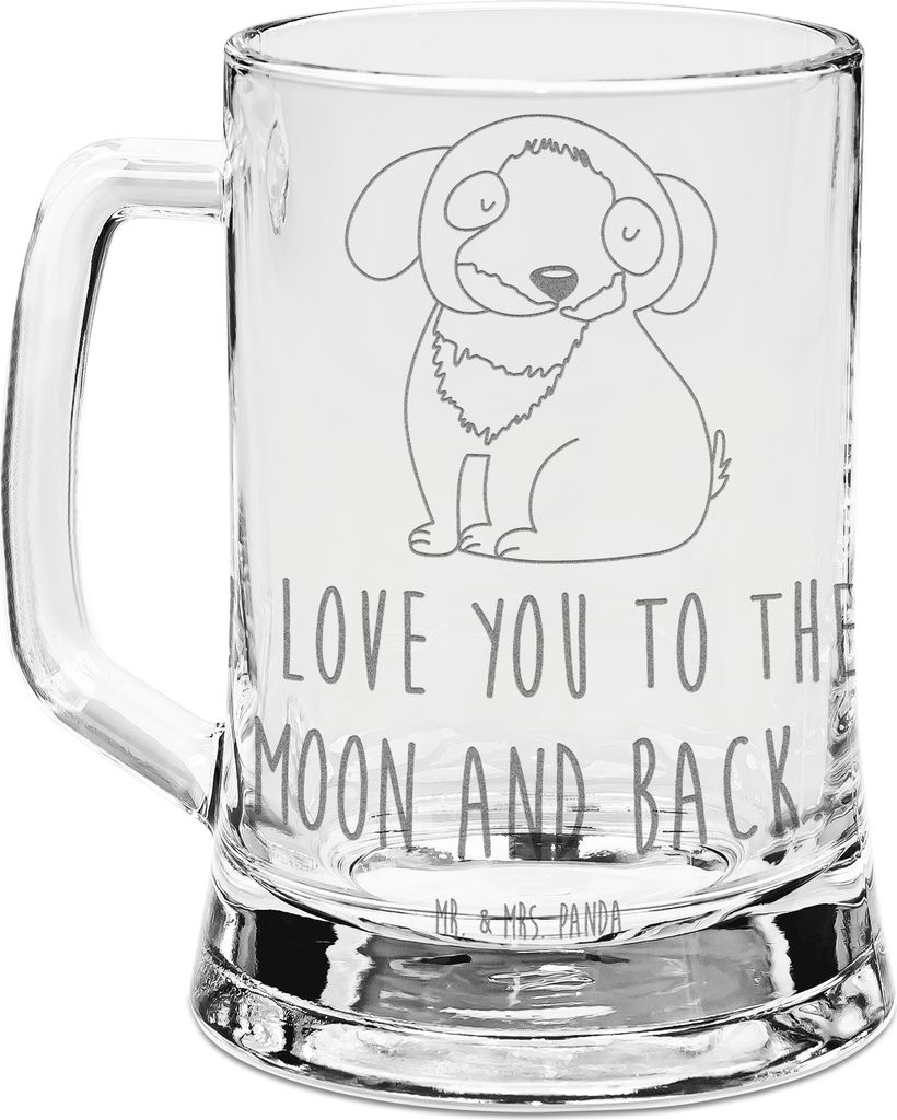 Mr. & Mrs. Panda Humpen Hund Entspannen - Transparent - Geschenk, Flauschig, Süß, Bierhumpen, Krug, Glas Bierkrug, Sprüche, Liebe, Mit Gravur