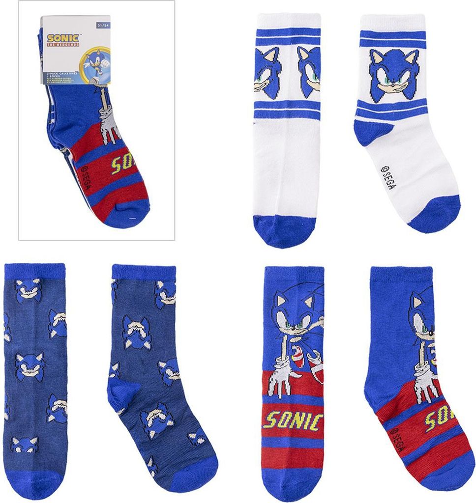 Socken Pack 3 Stück Sonic Bunt 31/34 Disney