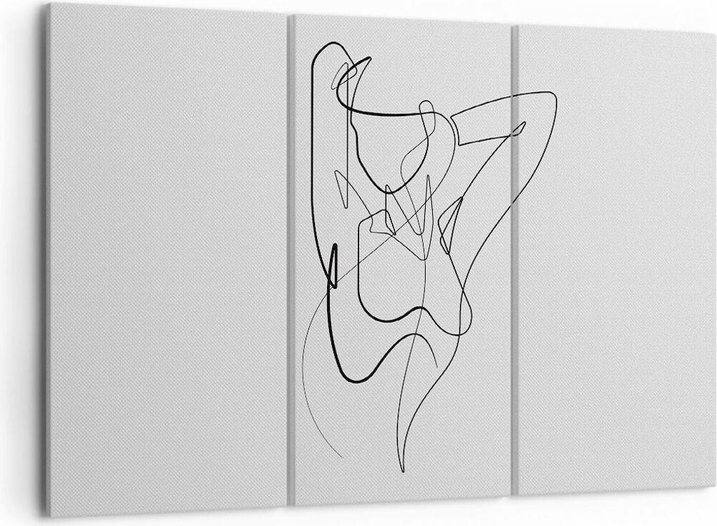 Bild auf Leinwand - Leinwandbild - 3 Teile - Frau Bleistift Linie - 105x70cm - Wand Bild - Wanddeko - Wandbilder - Leinwanddruck - Bilder - Wanddek...