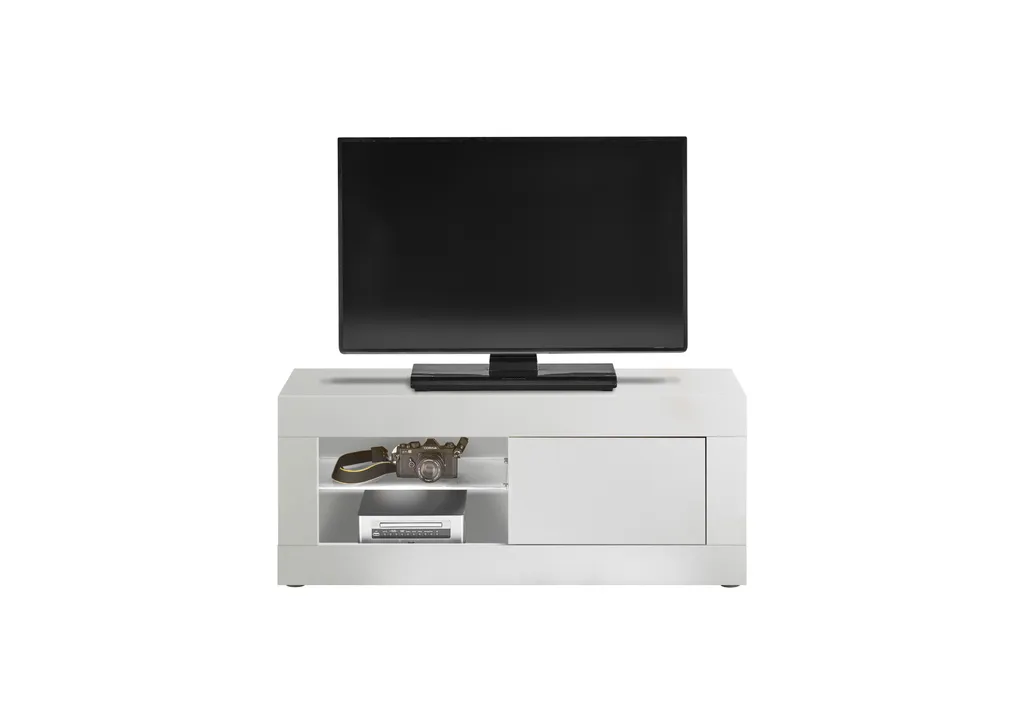Meuble TV Oakland 100 blanc décor - Banc TV design 99,1x39x35,4 cm