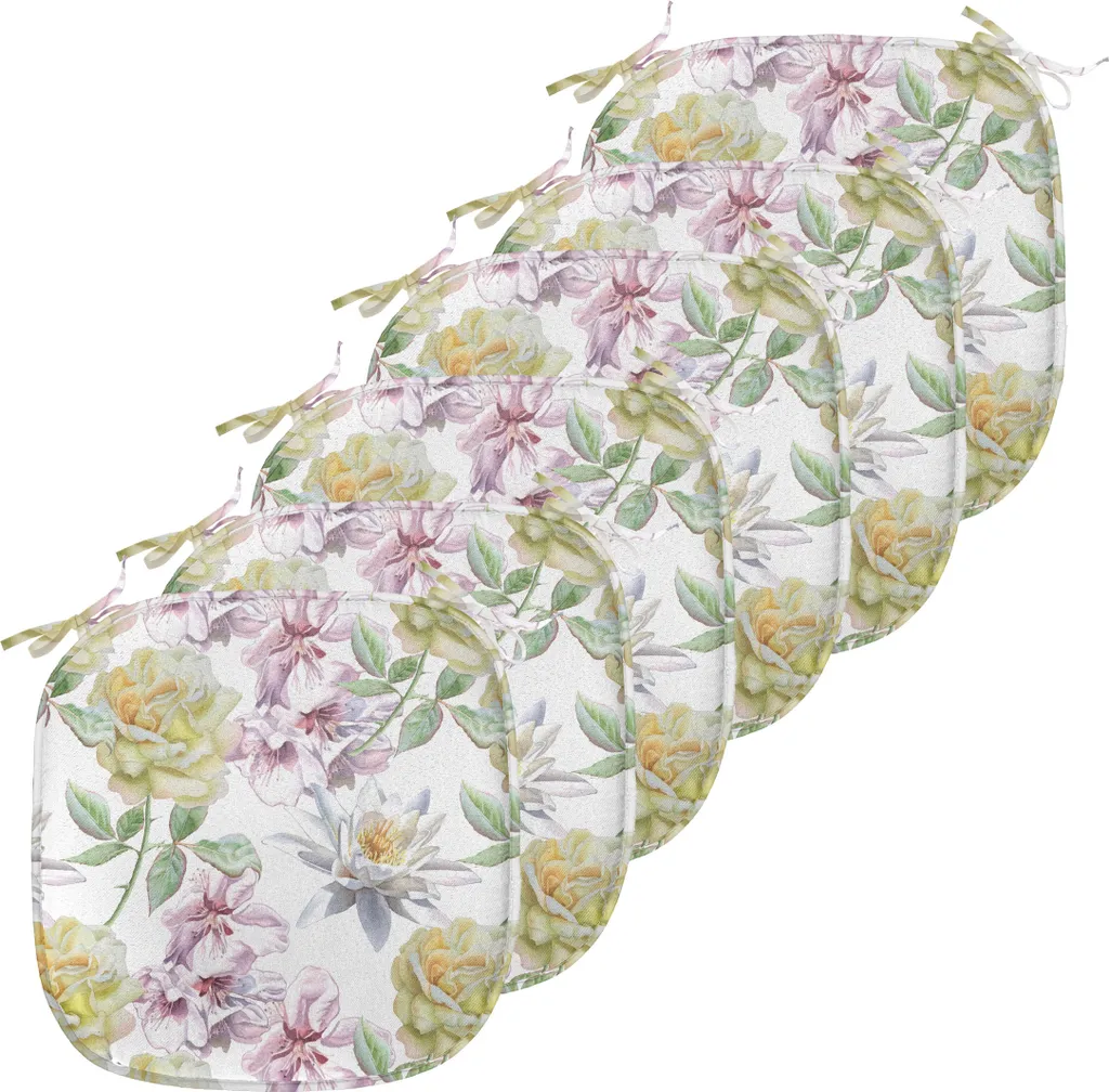 ABAKUHAUS Lot de 6 Coussins de Chaise 40x40cm Imperméables Fleurs Rose