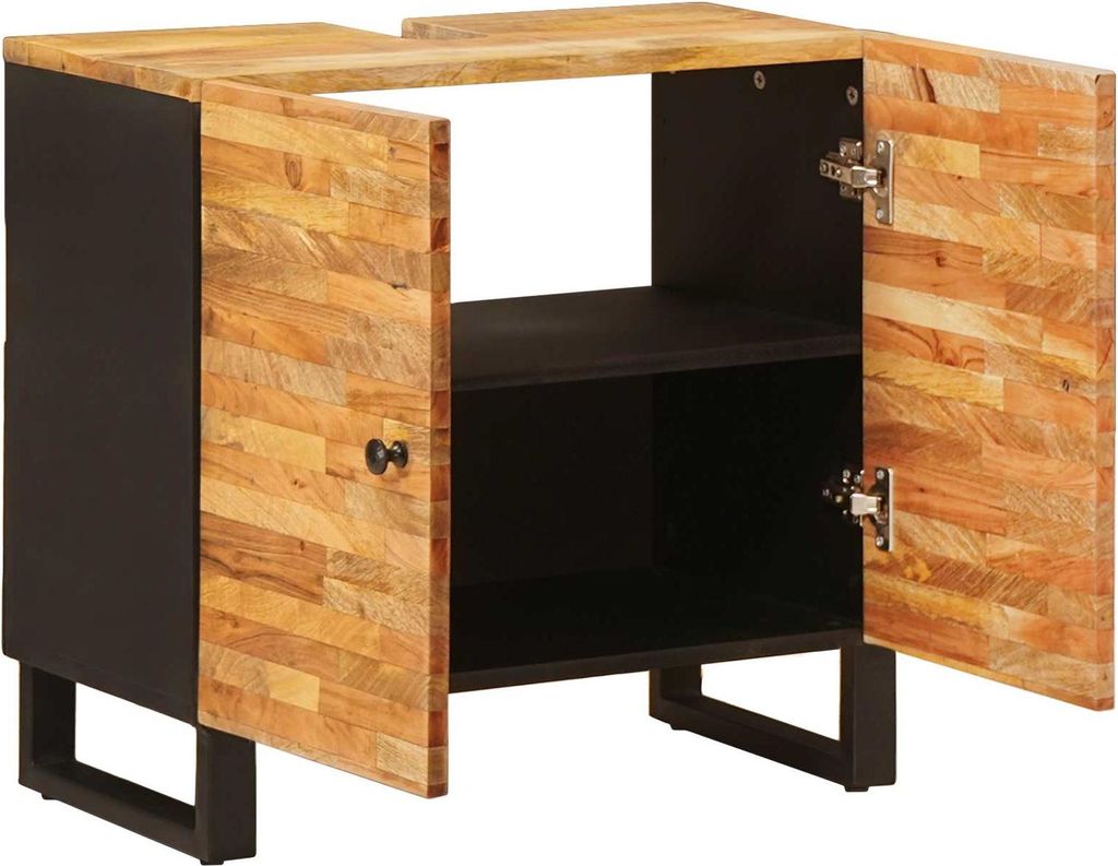 vidaXL Waschbeckenschrank Natur 62 x 33 x 58 cm Massivholz Mango