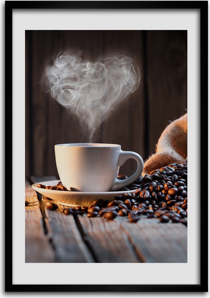 Bild - Bilderrahmen - Foto - 70 cm x 100 cm - MDF - Rahmen - Wandkunst - Eine Tasse Kaffee