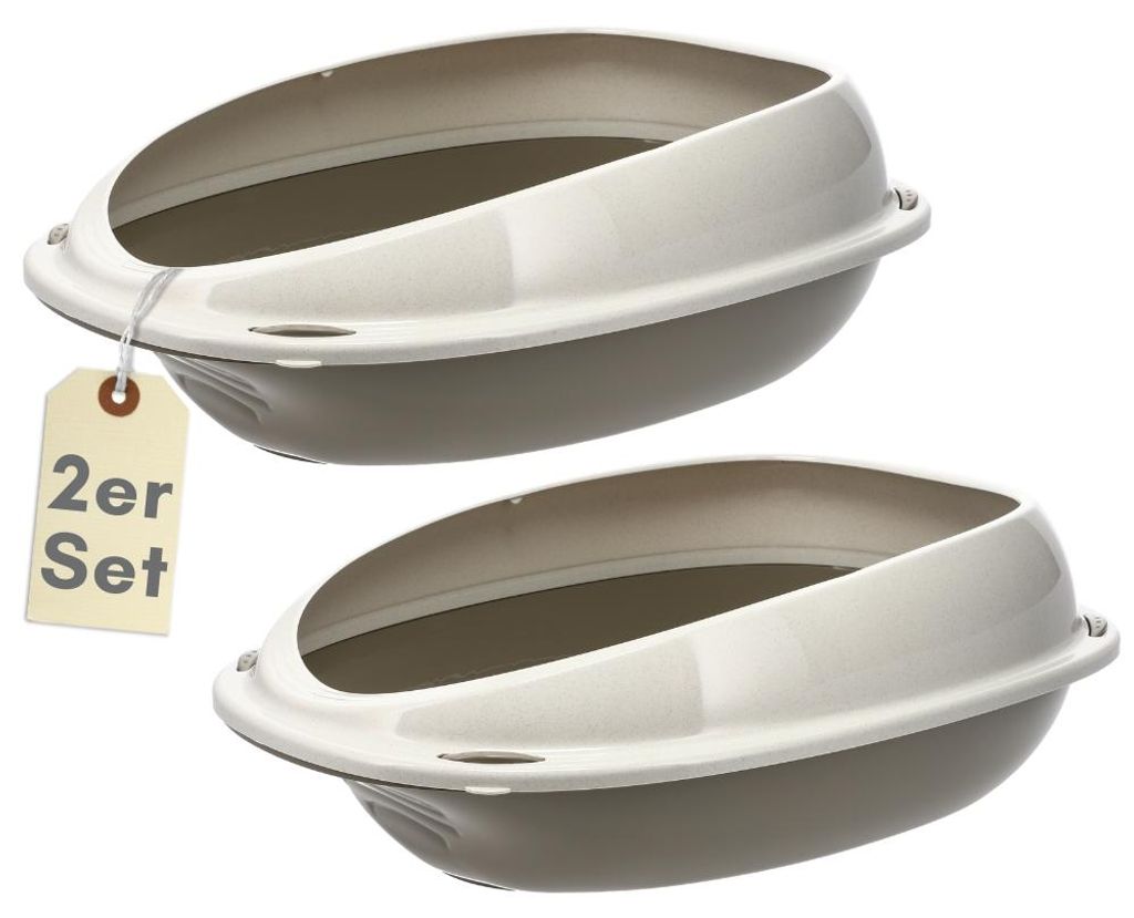 2er Set Katzenklo ohne Deckel Doppelpack Katzentoilette mit Produktbild 