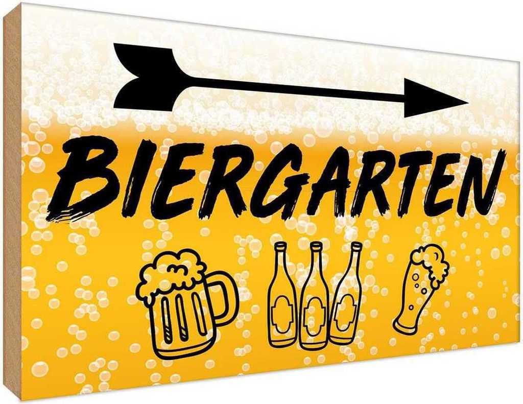 vianmo Holzschild 30x40 cm Biergarten rechts Bier