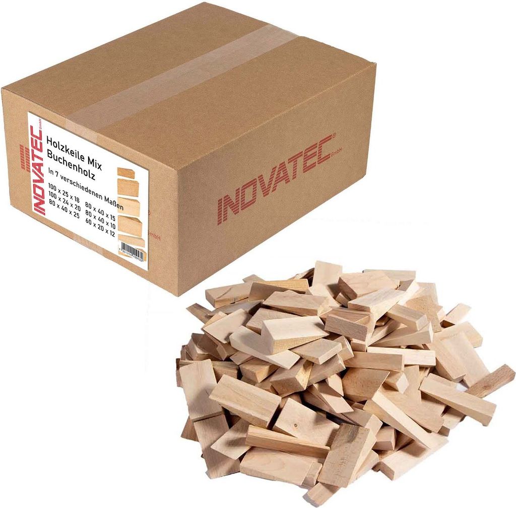 100 x INOVATEC Holz Keile Mix in verschiedenen Abmessungen Produktbild 