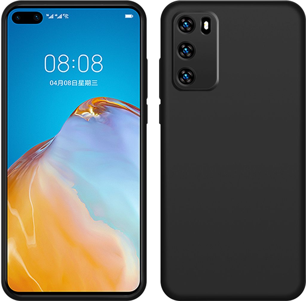 Huawei P40 Hülle, LaimTop Slim Flüssig Silikon Soft Gel Gummi Stoßfest Kratzfest Schutzhülle für Huawei P40 Schwarz