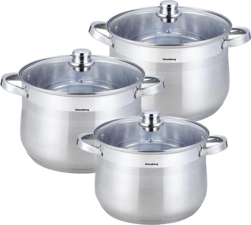 KLAUSBERG Topfset 3 große Töpfe rostfrei 7-10,7L Produktbild 