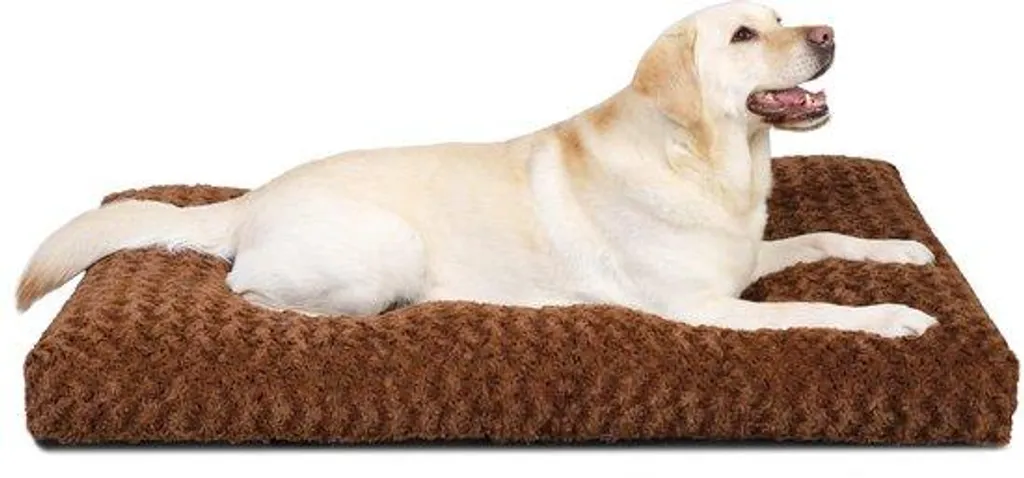 Coussin pour chien XL 105 x 70 cm marron moelleux et déhoussable