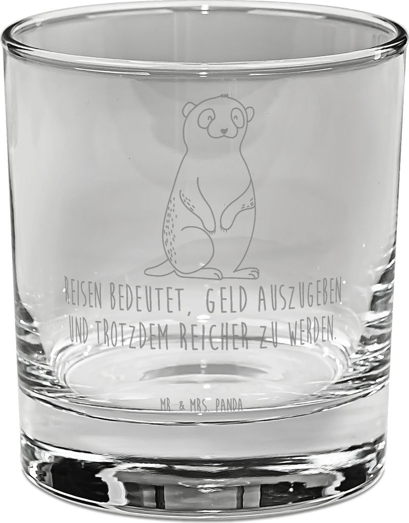 Mr. & Mrs. Panda Tumbler Erdmännchen - Transparent - Geschenk, Glas, Afrika, Weltreise, für Gin, Cocktailglas, Reisen, Traveling, Longdrinkglas, ...