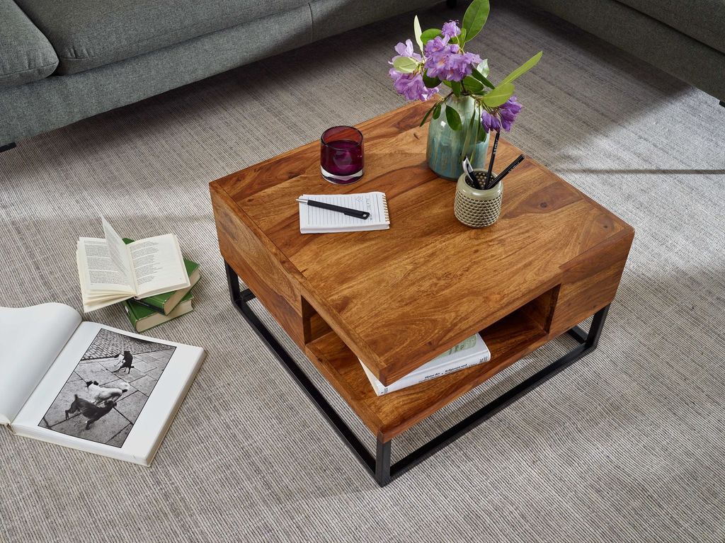 Couchtisch FineBuy Sofatisch Holz Massiv 60x60x34,5 cm Produktbild 4