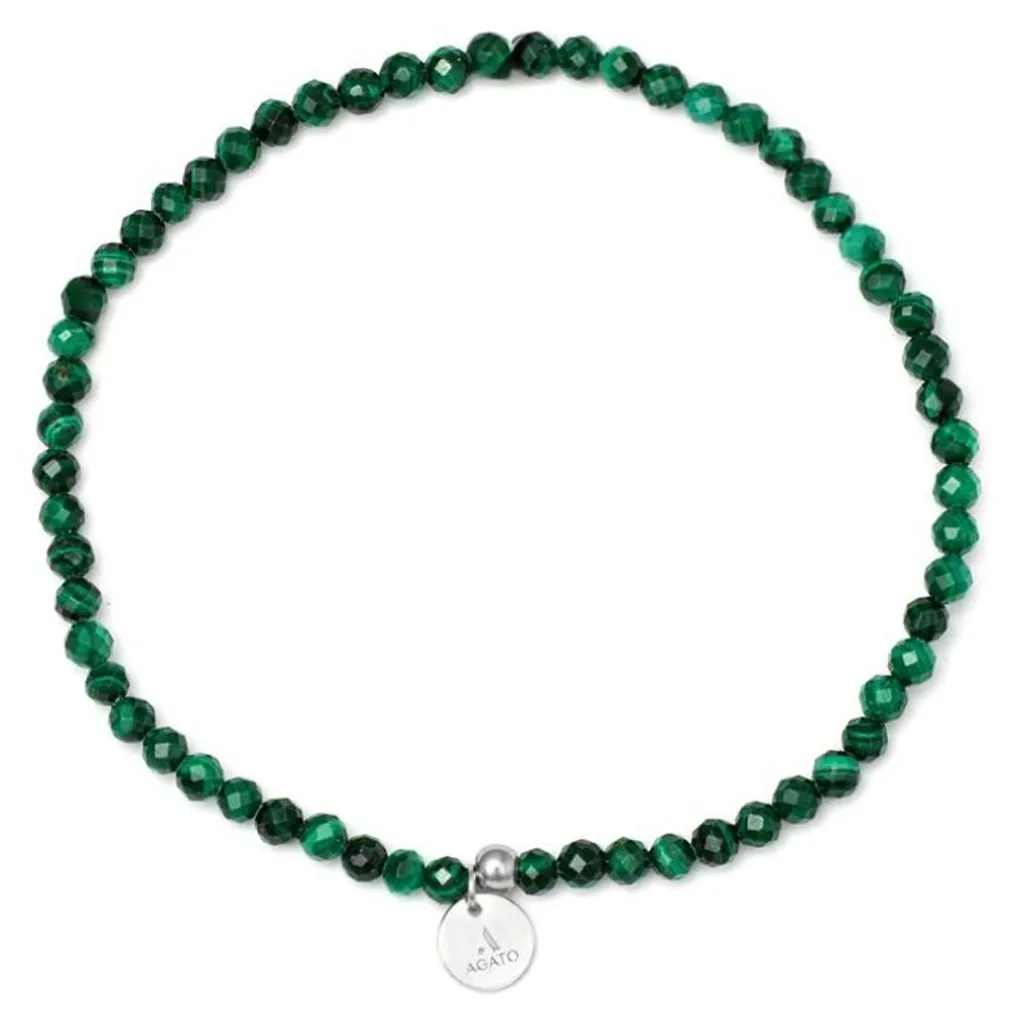 Bracelet en malachite véritable et perles minérales vertes pour homme