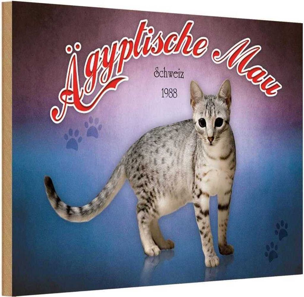 vianmo Holzschild 20x30 cm Katze Ägyptische Mau Schweiz 1988 Tier Haustier