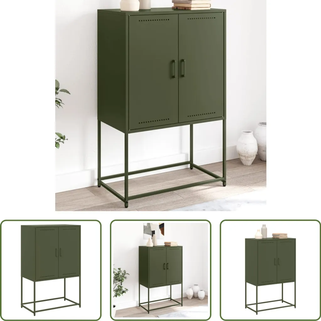 Mobile TV Verde Oliva 68x39x60,5 cm Acciaio Industriale Living Store