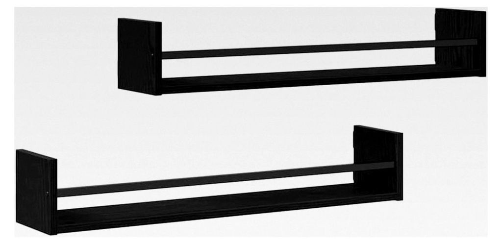 Wandregal 2 Stück Schwarz Eichen-Optik 80 x 16 x 14 cm, Rechteckiges Wandregal mit viel Stauraum und dekorativem Design
