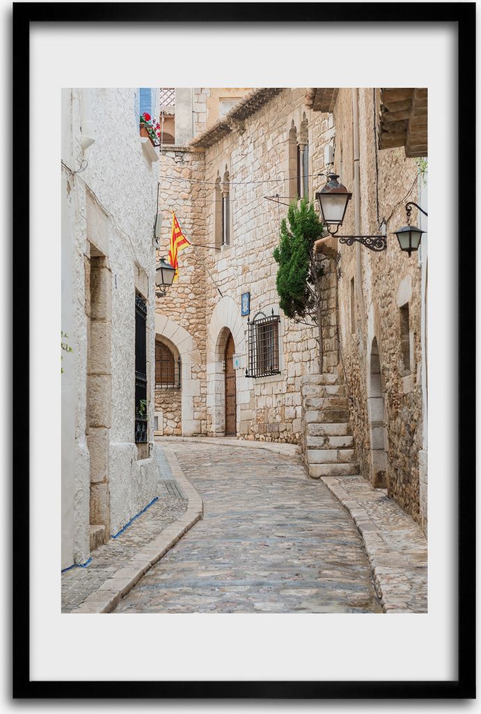 Bild - Bilderrahmen - 40 cm x 60 cm - MDF - Rahmen - Wandkunst - Straßen in Spanien