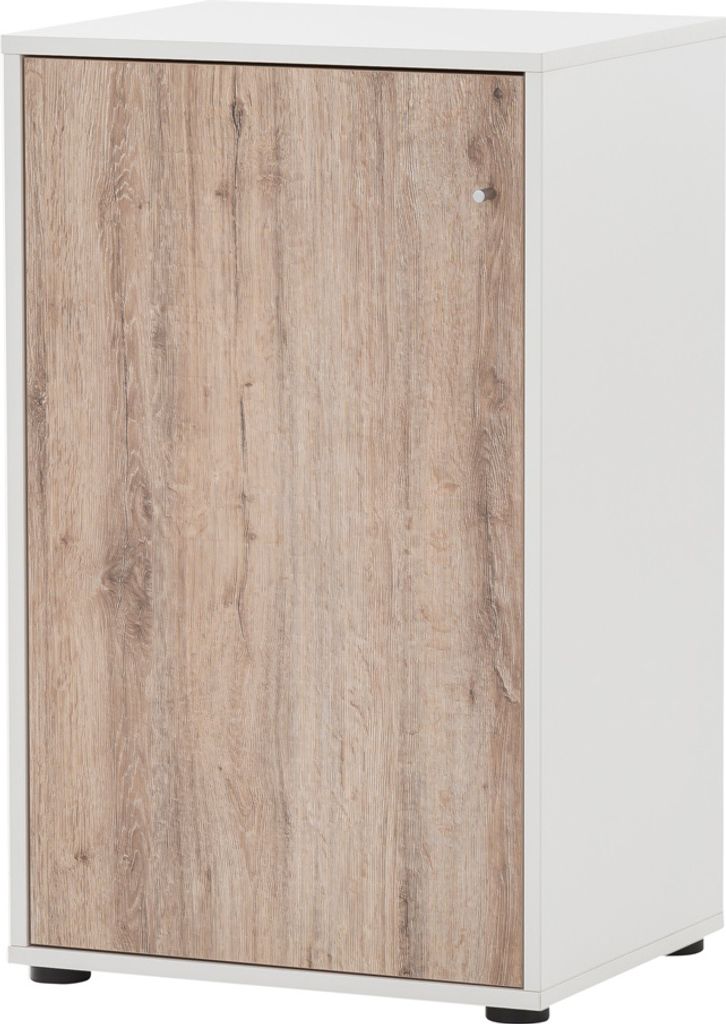 Büro Aktenschrank BRAGA-80 in weiß mit Wildeiche Nb., B/H/T: ca. 51/83,6/41 cm