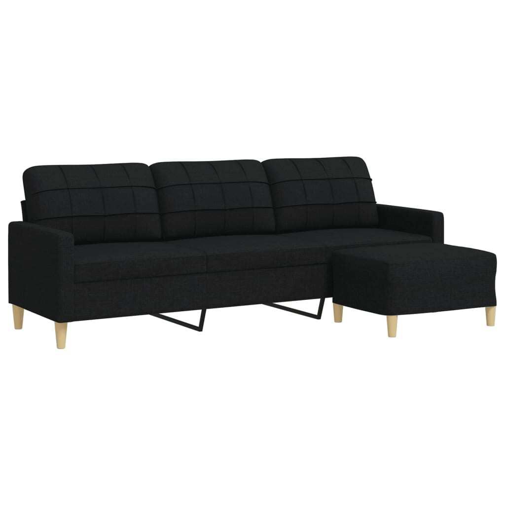 "2026 MODERNE" 3-Sitzer-Sofa/Chaiselongue - elegantes Design - Couchgarnitur Wohnzimmer - mit Hocker Schwarz 210cm Stoff - 226x77x80cm - Klassische...