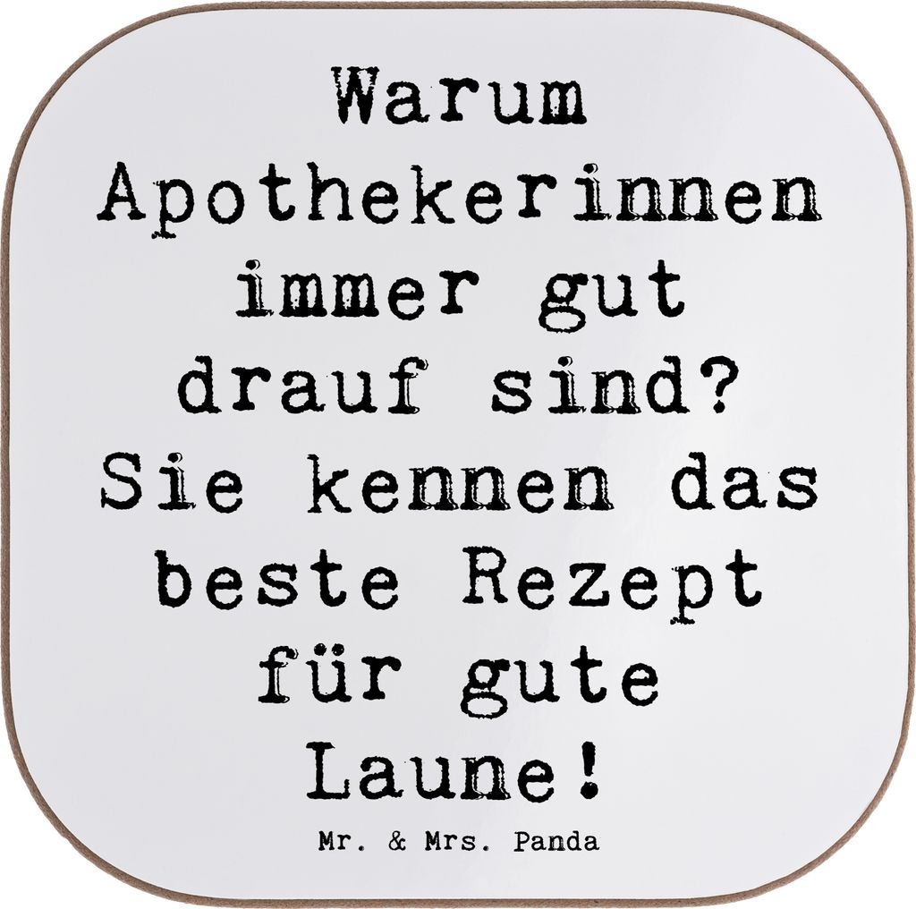 Mr. & Mrs. Panda Tassenuntersetzer Spruch Glückliche Apothekerin - Weiß - Geschenk, Empathie, Untersetzer für Gläser, Beruf, gläseruntersetzer...