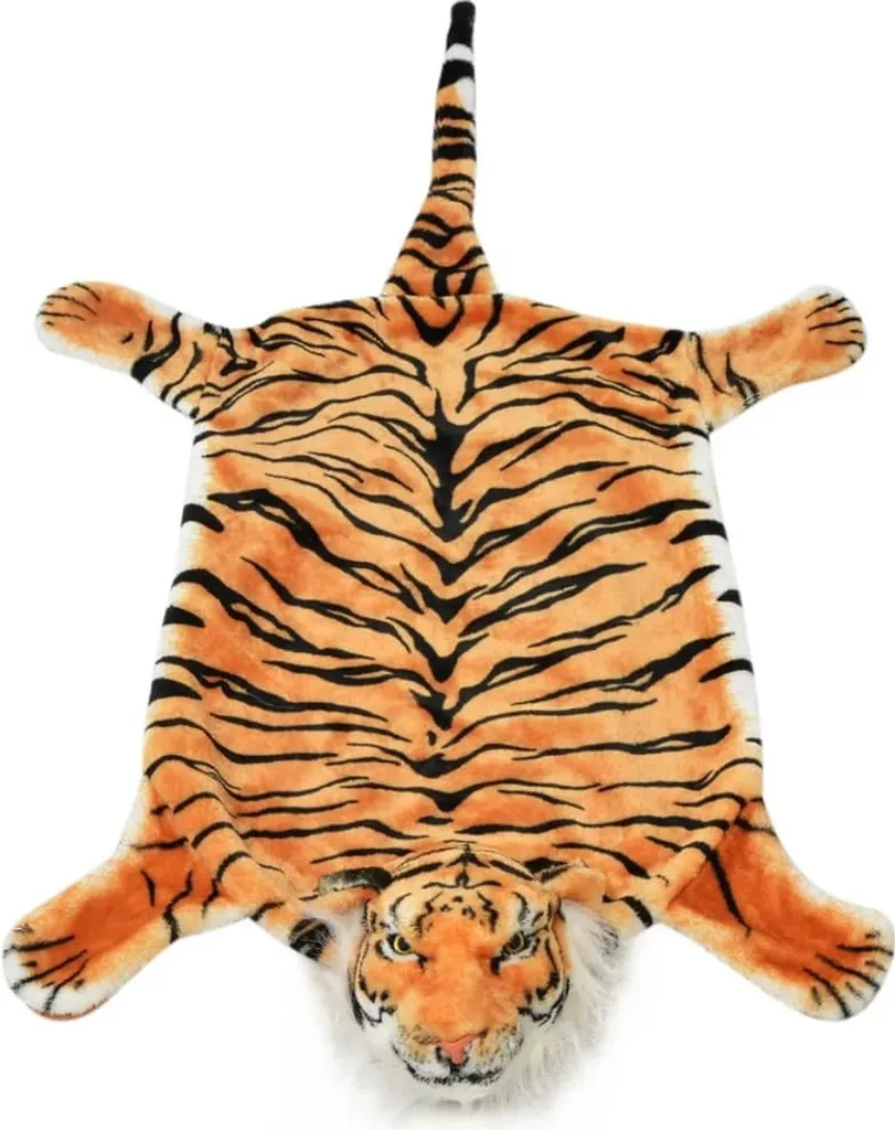 Tapis peluche forme tigre 144 cm vidaXL brun pour chambre d'enfant