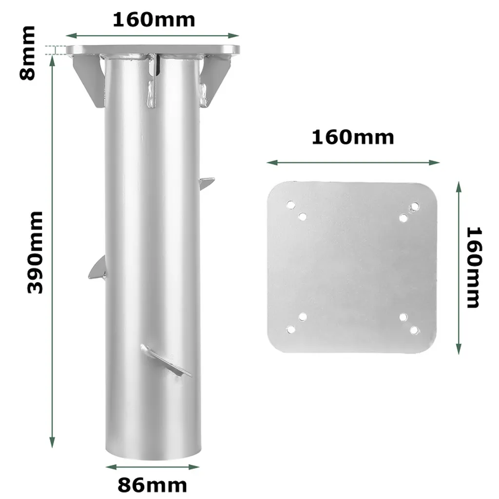 Pied de Parasol Anti-Rouille Universel Fixation Sol Stable en Inox