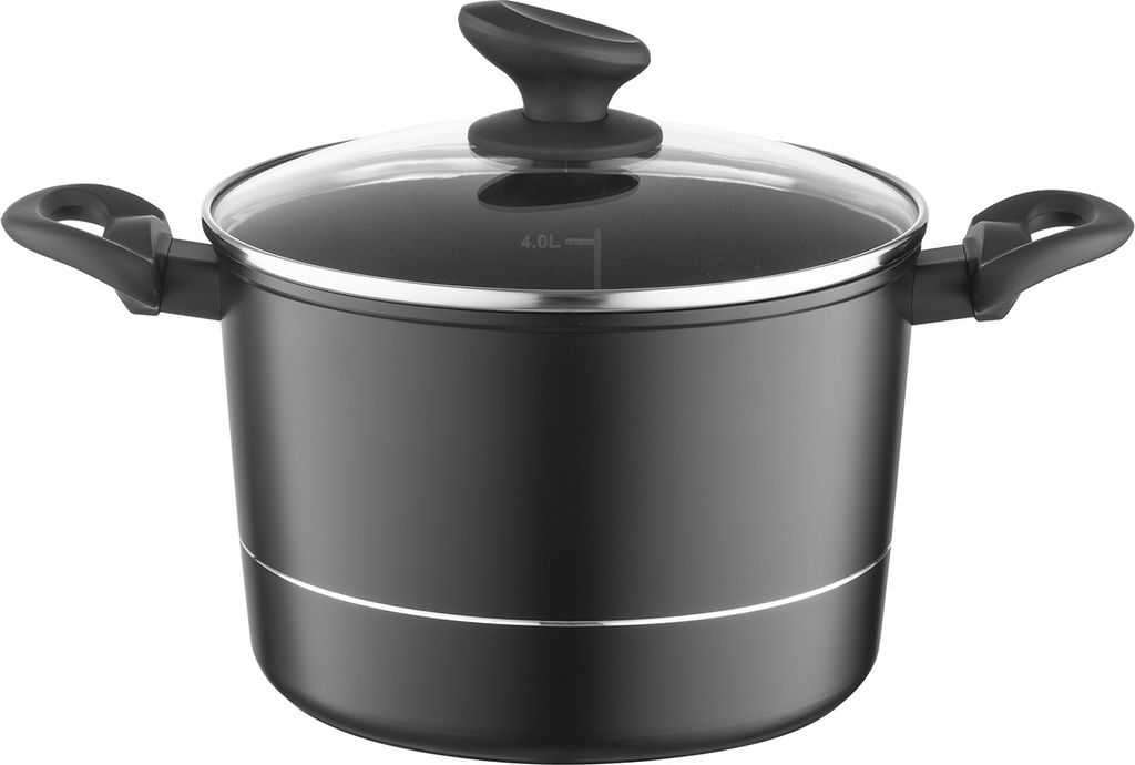 FLORINA Aluminium Topf (5 l) 22 cm I Kochtopf DELUX mit Glasdeckel I Messbecher & Antikratz-Beschichtung I Hoher Topf mit Induktionsboden I Indukti...