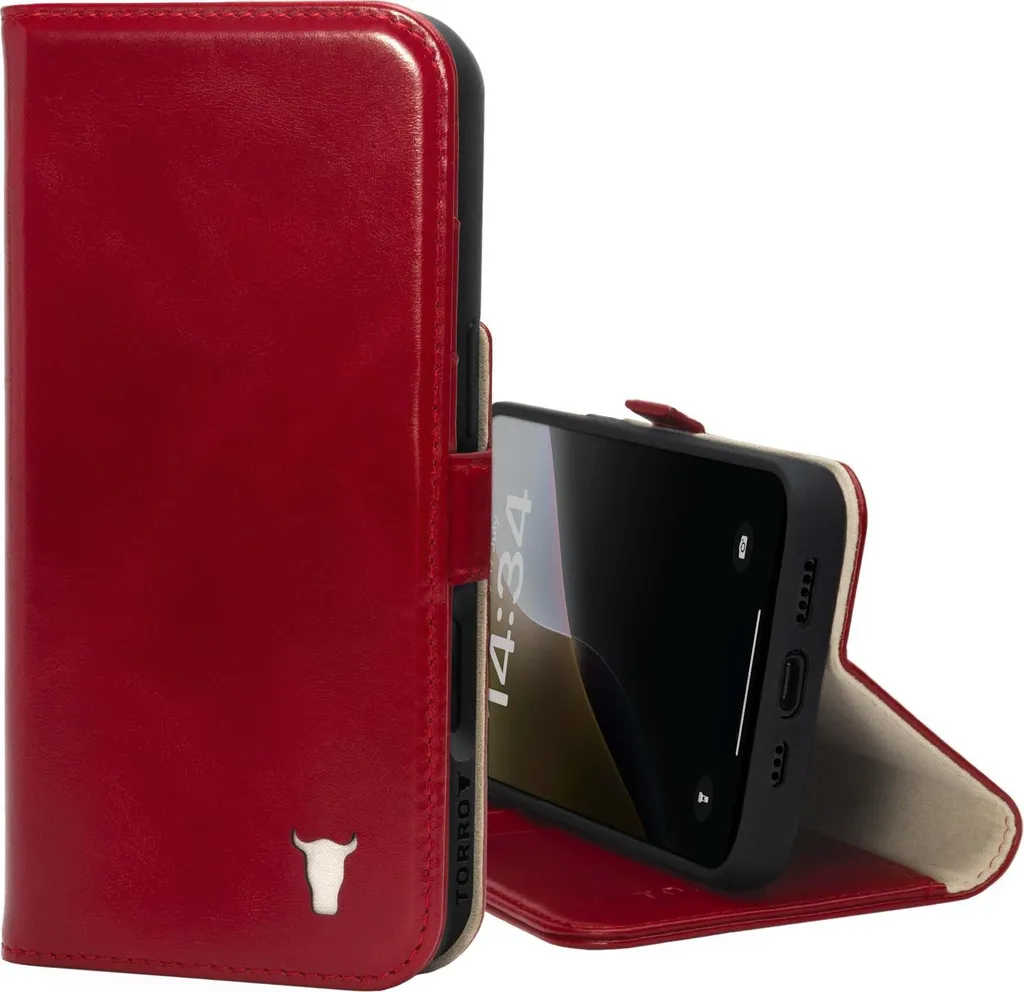 Rosso Premium Retro Business Stand Portafoglio Caso in Pelle
