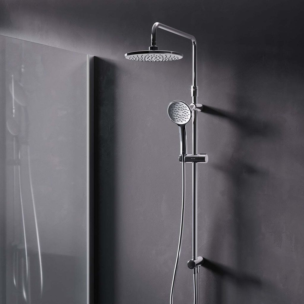 AM.PM Duschsystem ohne Armatur Regendusche Duschset ohne Thermostat mit Kopfbrause Handbrause Umsteller eckig Duschsäule für Badezimmer, Chrom F0...