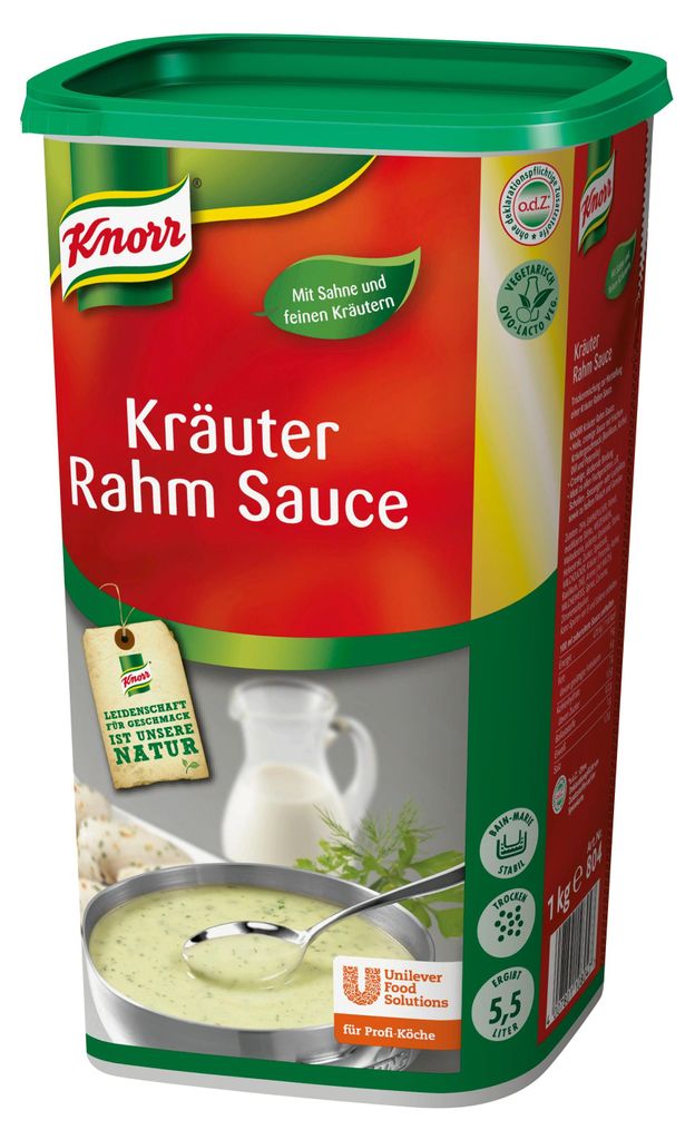 Verpackungsbild Knorr Kräuter Rahmsauce mild würzig mit feiner Kräuternote 1000g