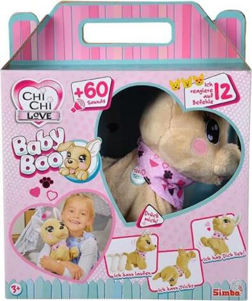 Chi Chi Love Baby Boo Simba - Chien Interactif 30cm Peluche articulée
